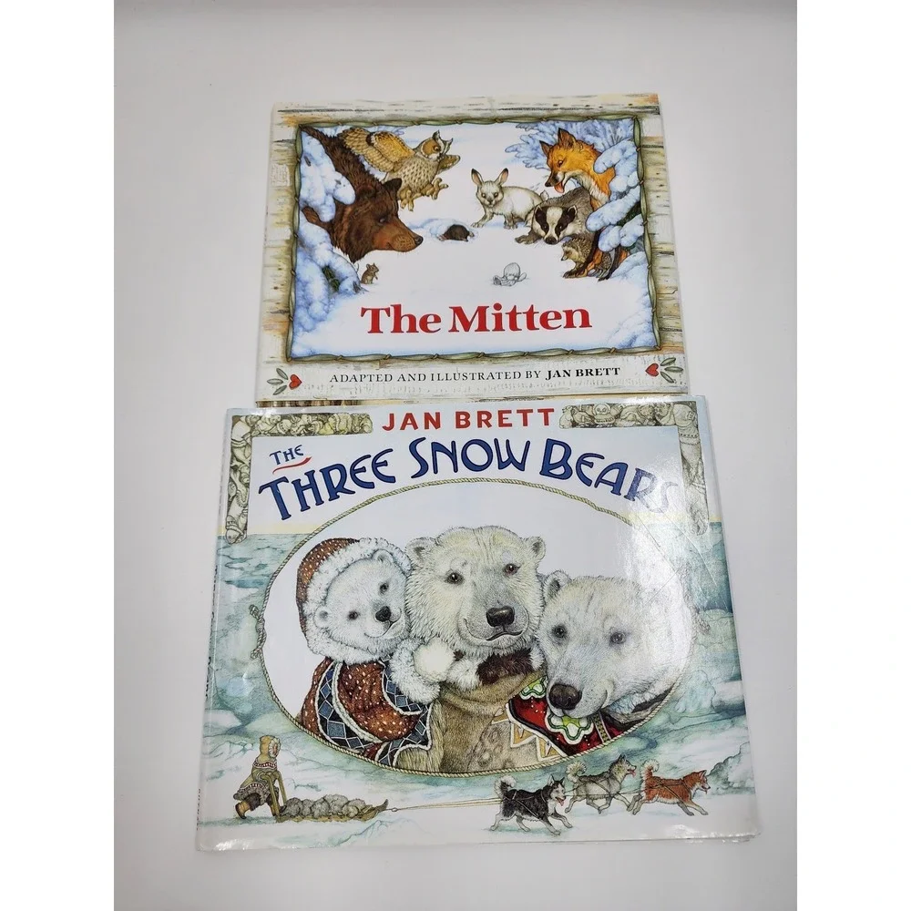 Jan Brett Hardcover BookLot The Mitten The Three Snow Bears Winter Childrens Art